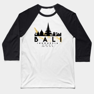 Bali Indonesia Skyline Map Art Baseball T-Shirt